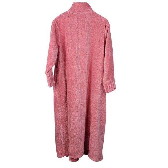 Vintage Chenille Robe House Coat Plus 1X Pockets Warm Winter Pink 1/2 Zip Long - Picture 6 of 7